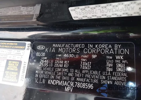 2020 Kia Sportage Lx из США, поврежденный, VIN KNDPM3AC9L7808596